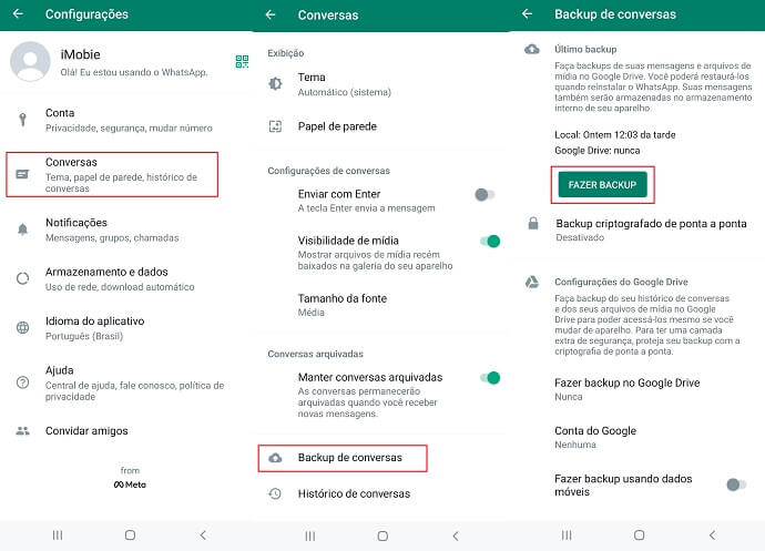 Como fazer backup do WhatsApp
