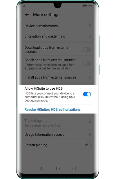 Connect Huawei to a Computer via HiSuite - Step 3