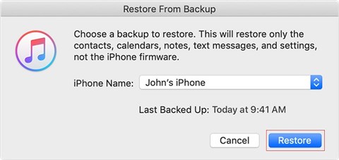 Tap on Restore Button