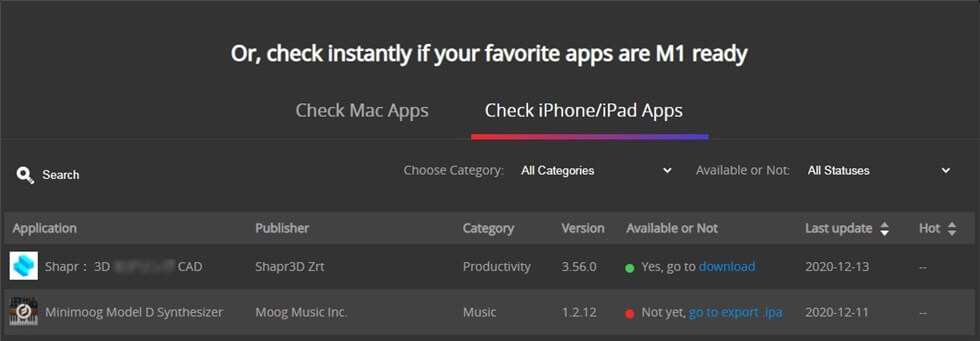 Check for iPhone/iPad Apps M1 Compatibility