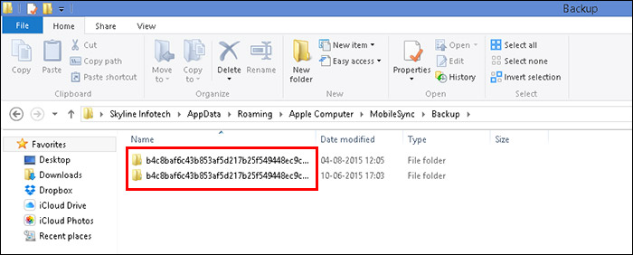 individua itunes backup su windows