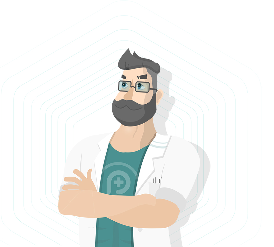 Homme avec des lunettes et une blouse de laboratoire