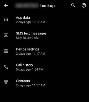 View Google Backup and Restore