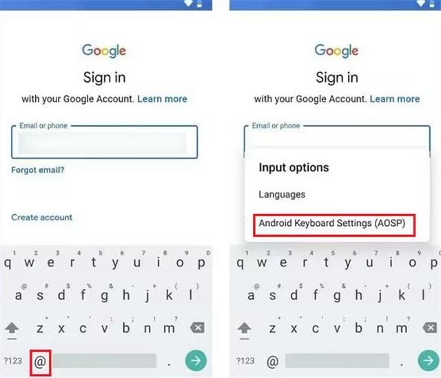 Open Android Keyboard Settings from the verification screen