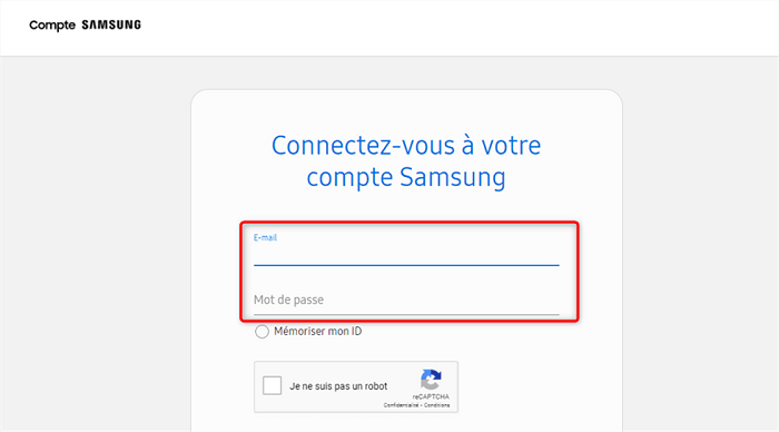 Connexion au compte Samsung
