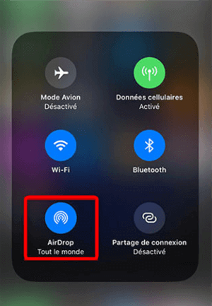 Activation d’AirDrop sur iPhone 