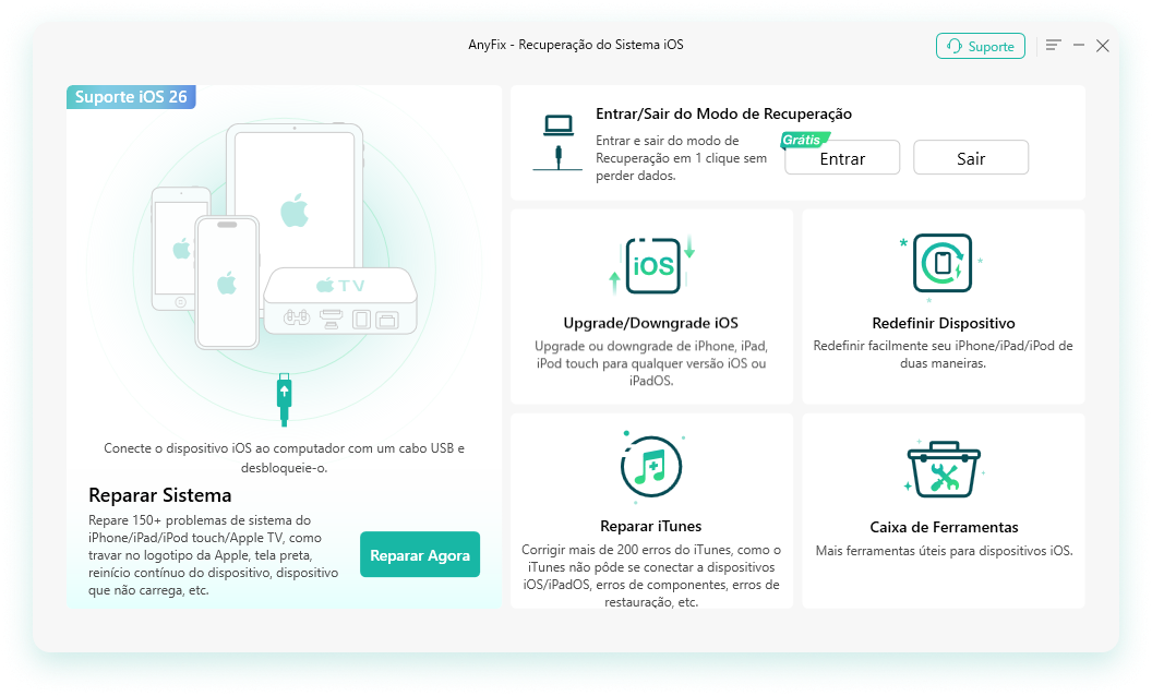 Página do site com ícones