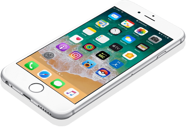Close-up of iPhone on black background