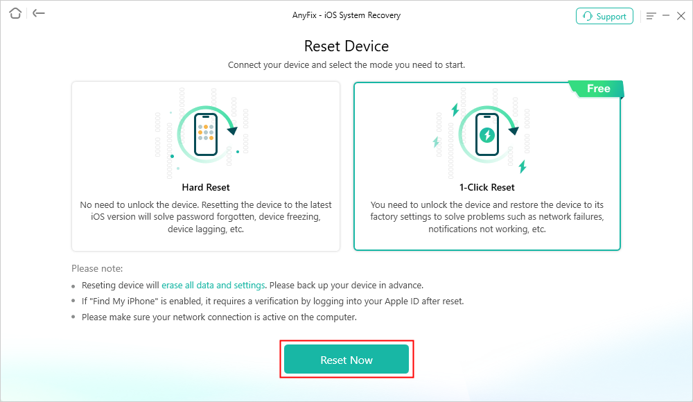 AnyFix 1-Click Reset Device