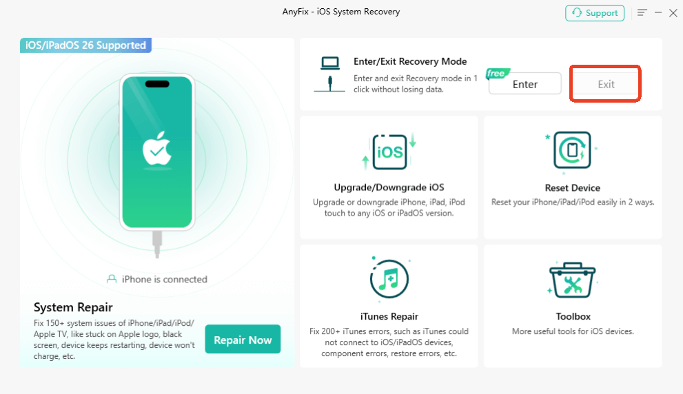 AnyFix Exit Recovery Mode
