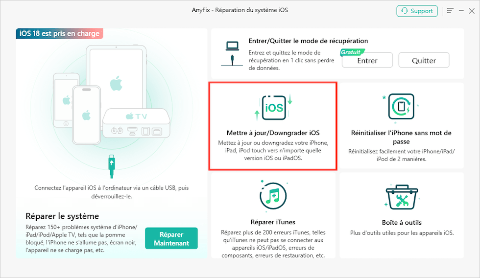 Mettre à jour/Downgrader iOS 