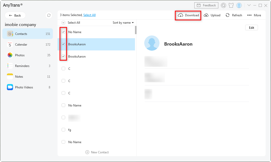 Choose the Contacts to Export