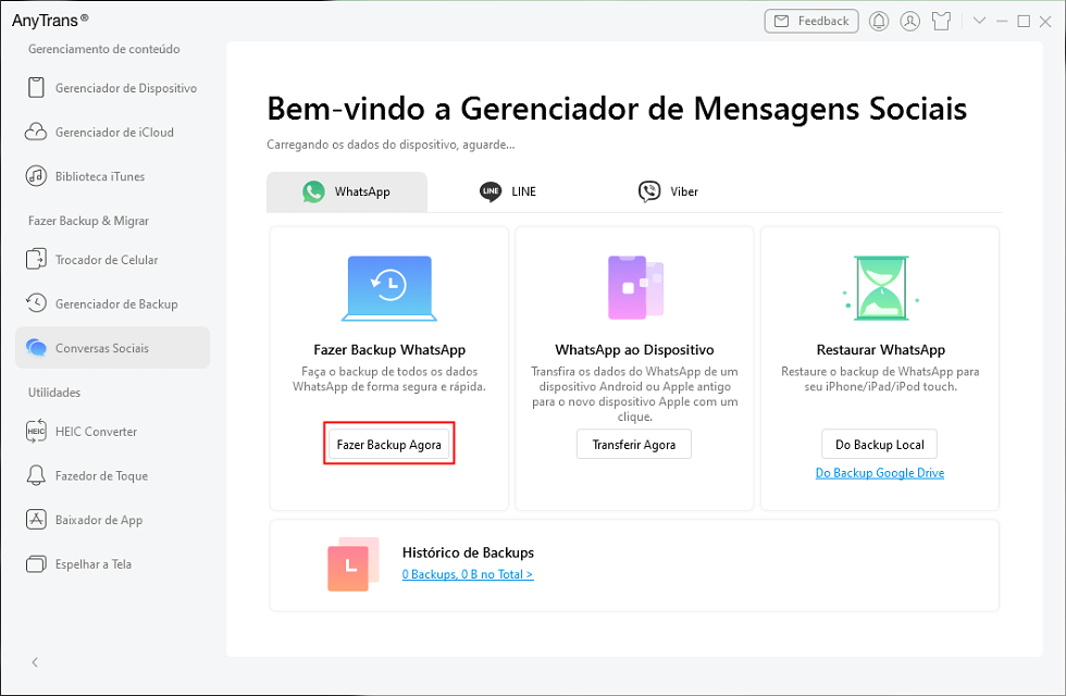 Fazer backup WhatsApp em AnyTrans