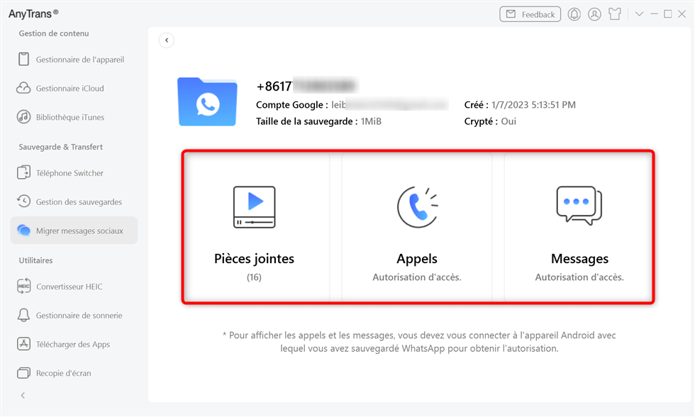 Choisissez les messages à prévisualiser et à restaurer