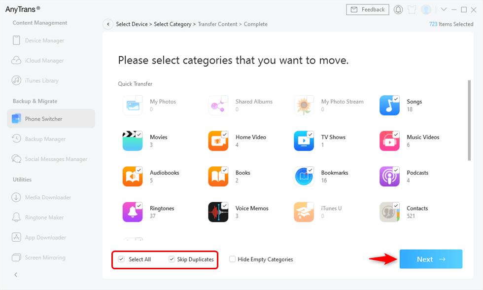 Migrate All Data iPhone to iPhone