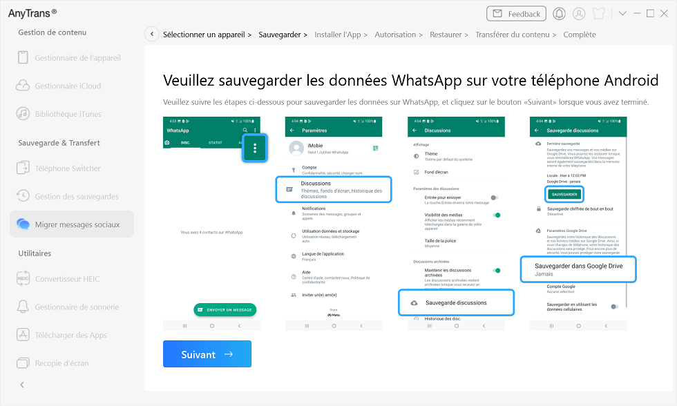 Sauvegarder votre WhatsApp Android