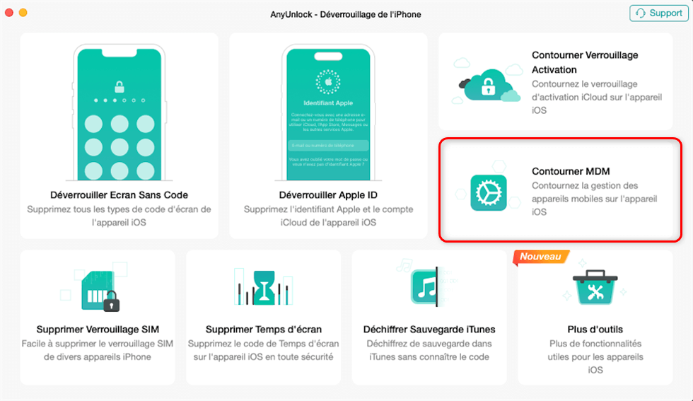 Sélectionnez l'option « Contourner MDM »