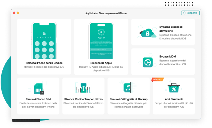 screenshot del telefono con le app