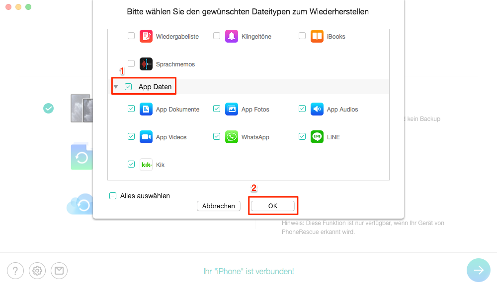 iPhone gelöschte Apps wiederherstellen – Schritt 2