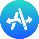 Blue circle with white arrow