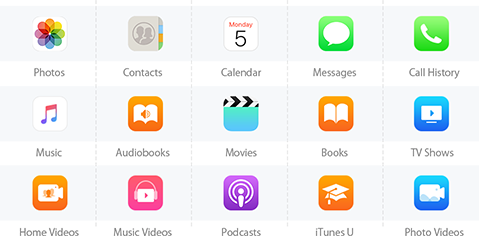 Different icons on white background