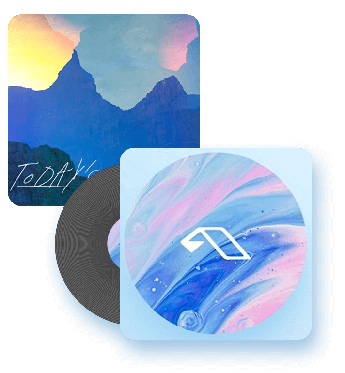 Vinyl record with mountain background