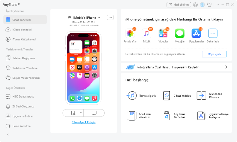 Uygulama simgeleriyle iPhone ekran görüntüsü