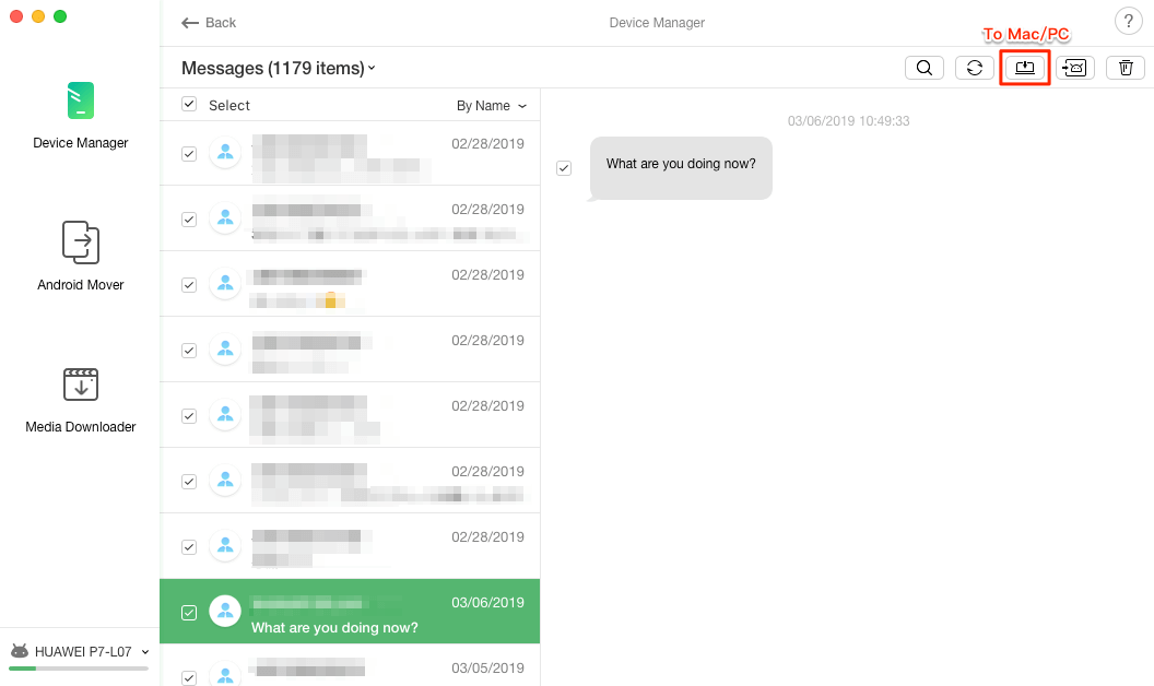 How to Transfer Text Messages from Android to Computer - Step 2