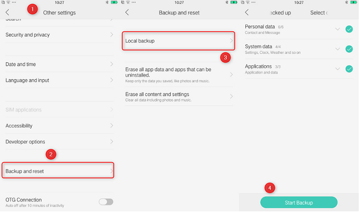 Backup OPPO in locale