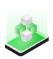 Computer screen with green and white icon
