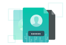Green folder with person picture