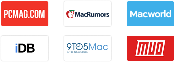 Various logos on black background