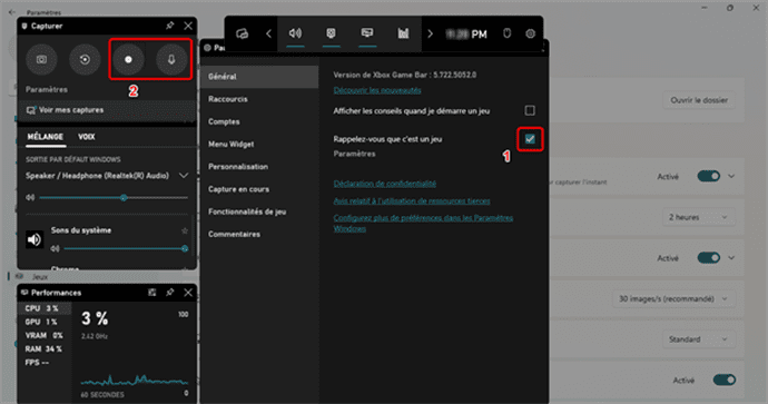 Activez l'enregistrement et l'audio