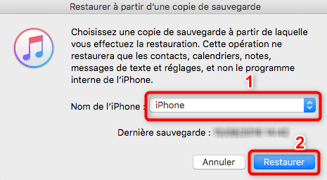 Récupération de la sauvegarde iTunes