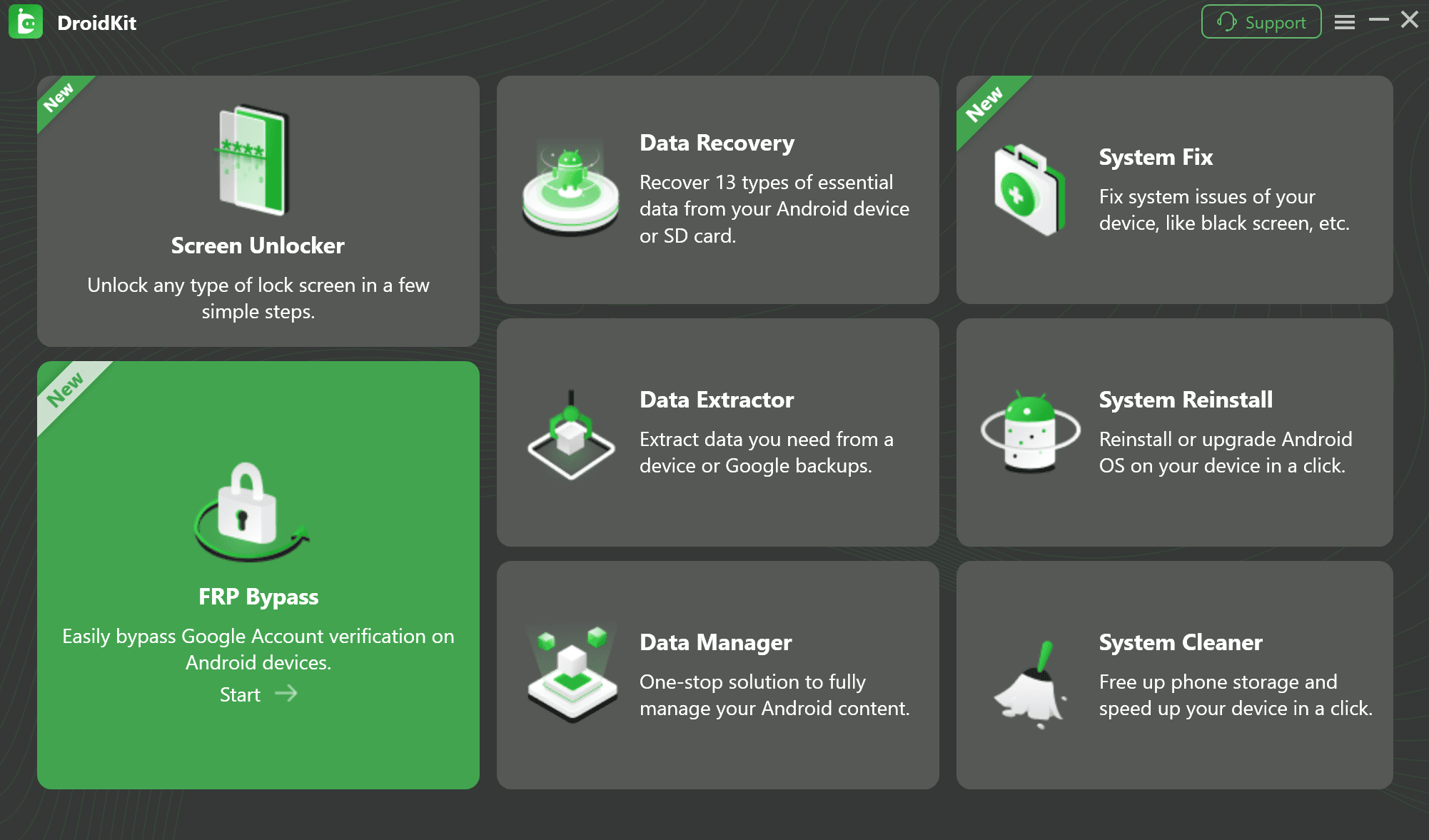The main DroidKit interface