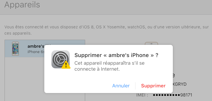 Effacer l'identifiant Apple sur iPhone - Supprimer iPhone depuis iCloud
