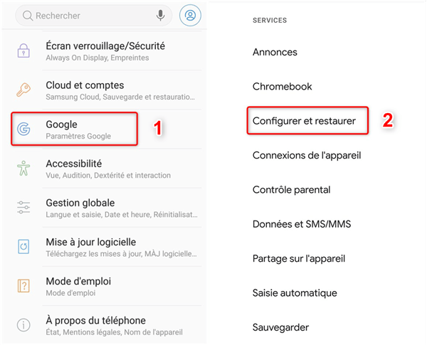 Choix du module de restauration
