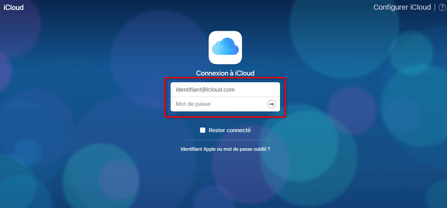 Connexion au compte iCloud