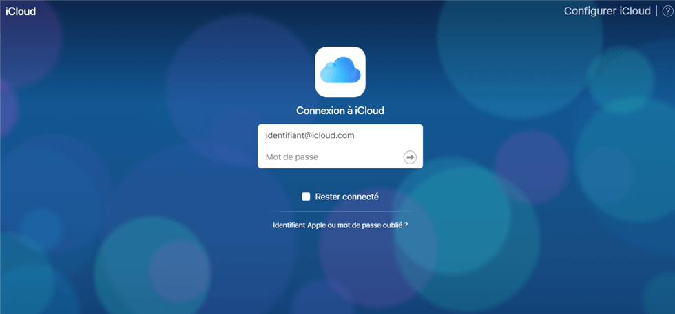 Connexion au compte iCloud