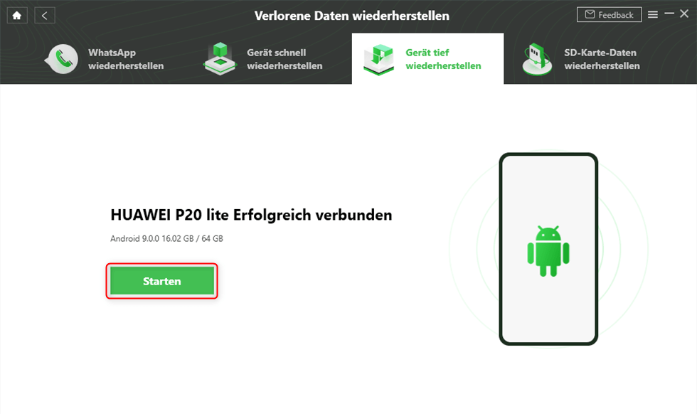 Das Gerät fertig vorbereitet zur Datenwiederherstellung