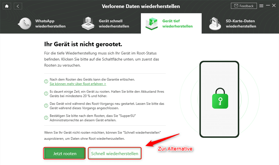 Das Gerät rooten unter iMobie DroidKit