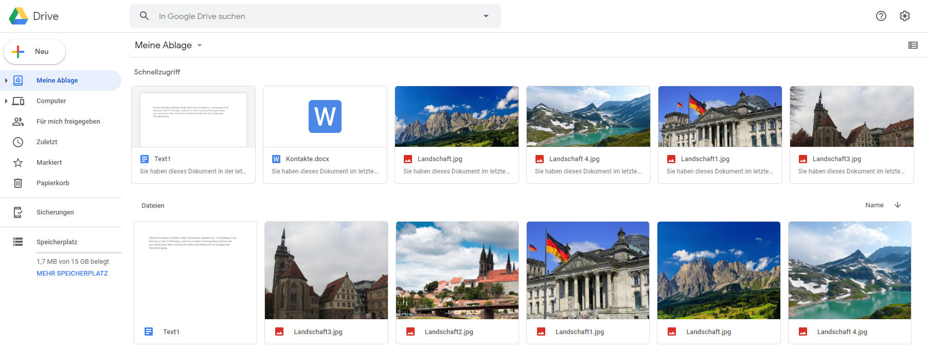 Meine Ablage in Google Drive