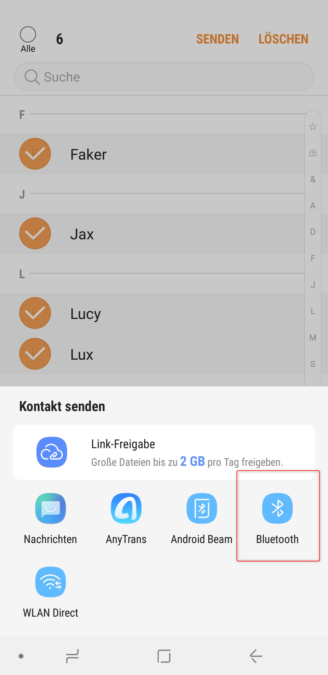 Kontakte durch Bluetooth 2