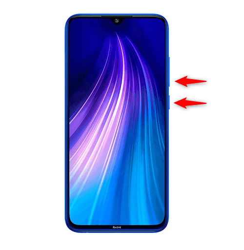 Appuyez sur le bouton volume - et le bouton Démarrage