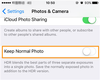 Turn Off Keep Normal Photo