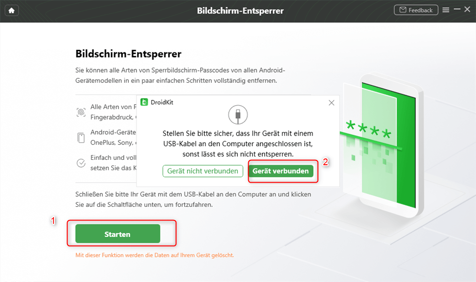 Auf Gerät verbunden klicken