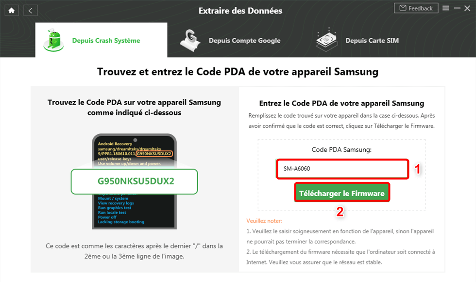 Trouvez le code PDA