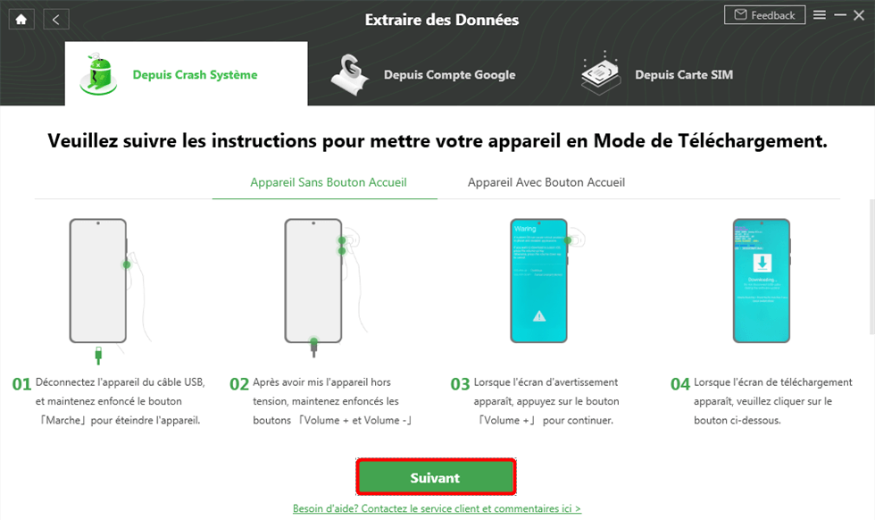 Activation du mode de téléchargement