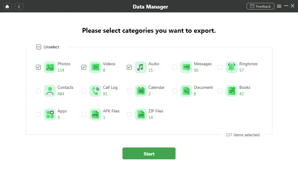 Select Data and Continue