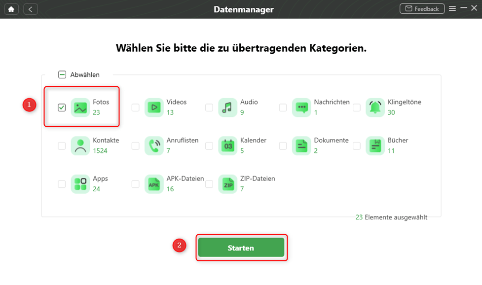 DroidKit-Datenmanager-Fotos auswählen-Starten